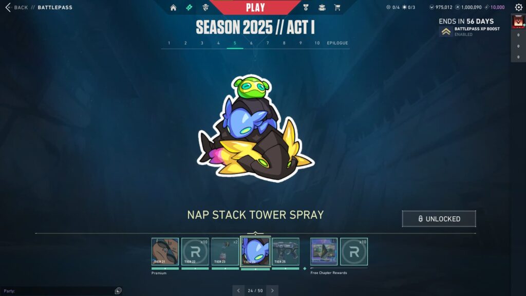 Nap Stack Tower Spray in the VALORANT Season 2025 // Act 1 Battlepass.