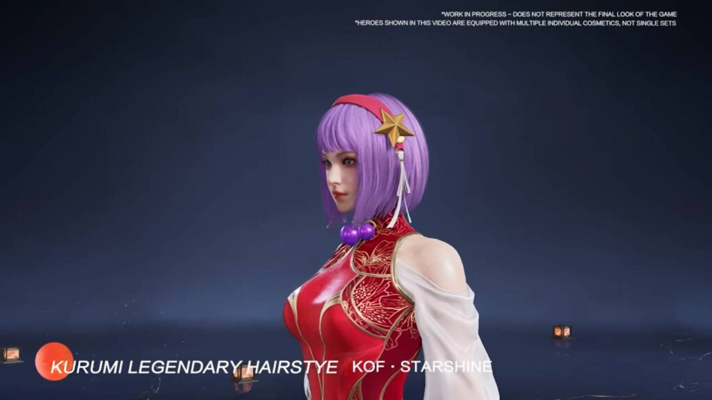 It’s a screenshot of the King of Fighters character Athena Asamiya in the fighting battle royale game Naraka: Bladepoint — demonstration of the Kurumi Legendary Hairstyle