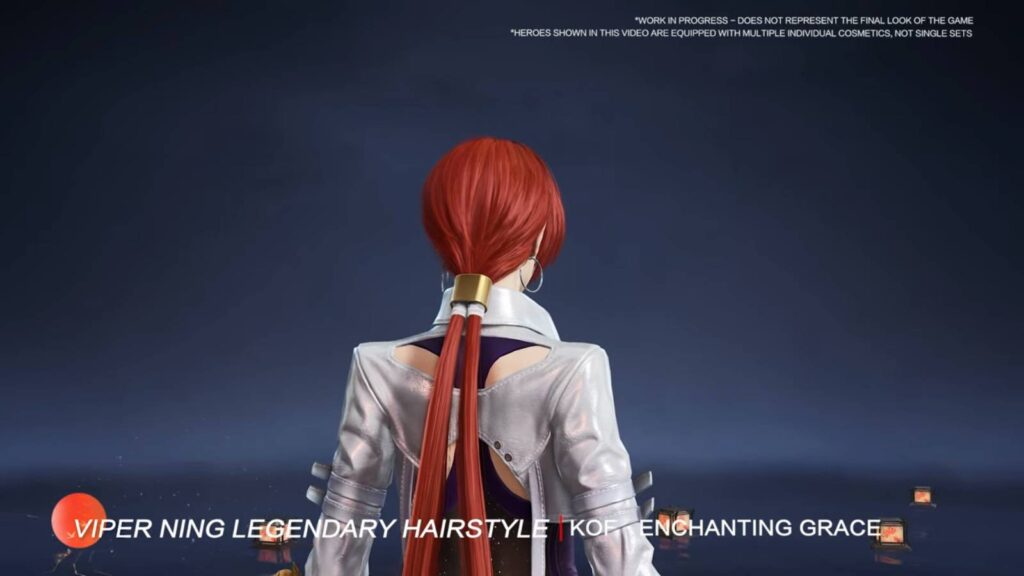 It’s a screenshot of the King of Fighters character Shermie in the fighting battle royale game Naraka: Bladepoint — demonstration of the Viper Ning legendary hairstyle
