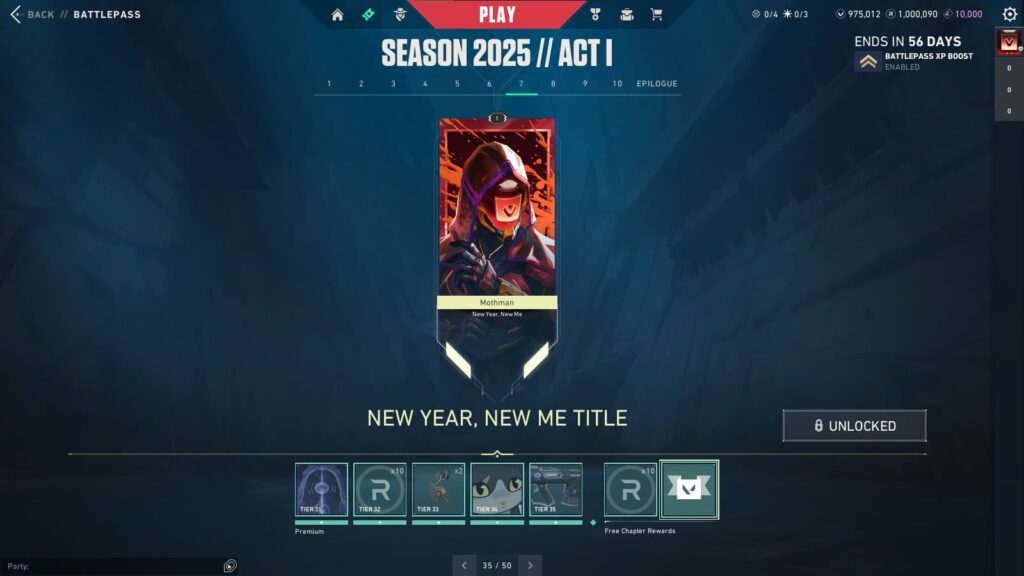 New Year, New Me Title (Free) in the VALORANT Season 2025 // Act 1 Battlepass.