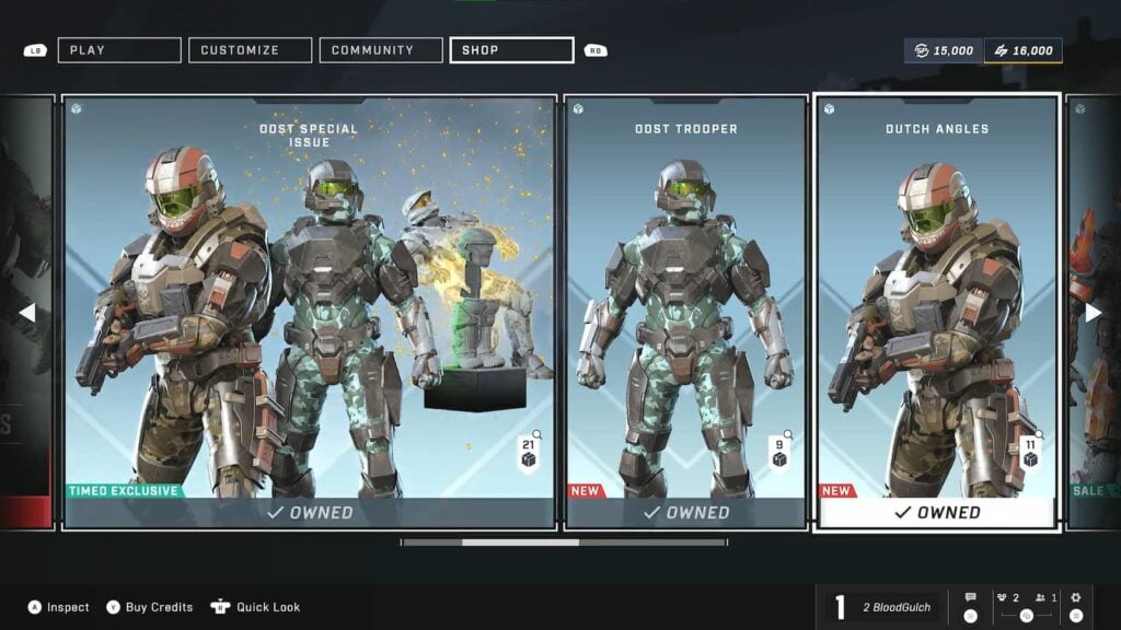 ODST shop offerings in Halo Infinite with the Spring Update and Operation Frontlines