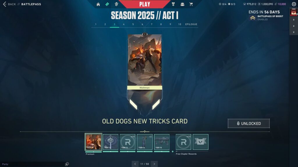 Old Dogs New Tricks Card in the VALORANT Season 2025 // Act 1 Battlepass.