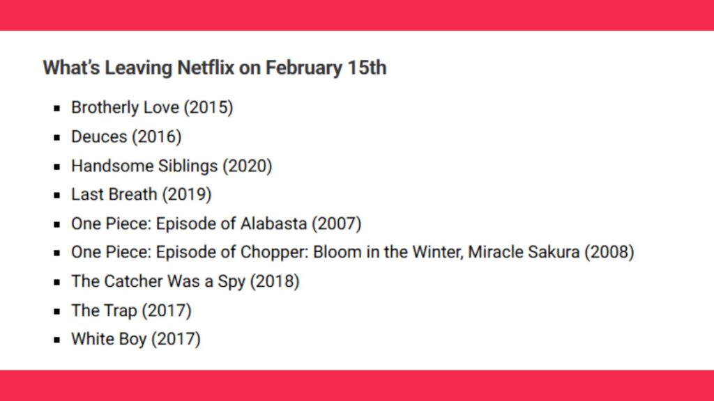 Screenshot of the One Piece movies reportedly leaving Netflix
