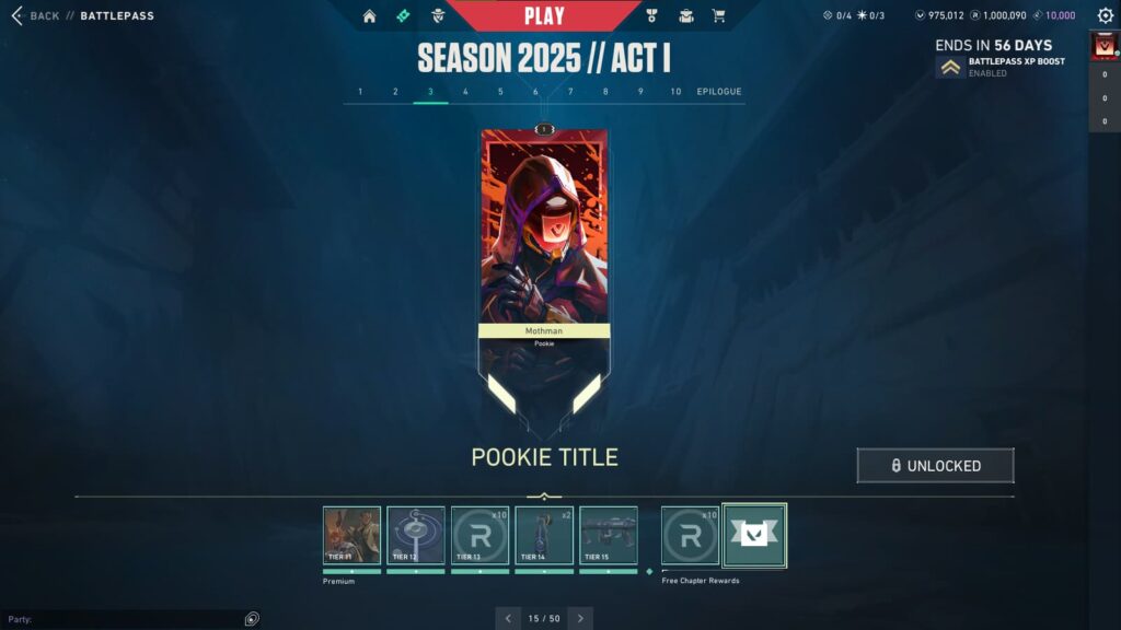 Pookie Title (Free) in the VALORANT Season 2025 // Act 1 Battlepass.