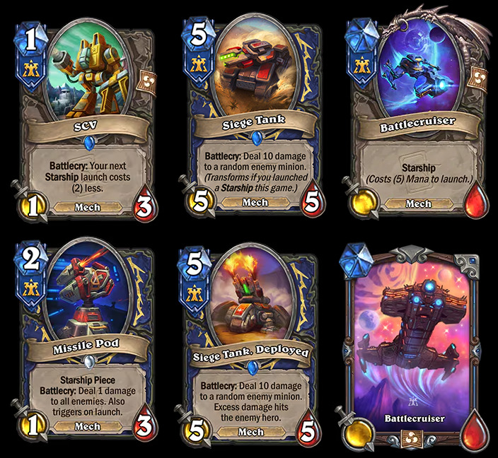 SCV, Missile Pod, Sege Tank, and Battlecruiser