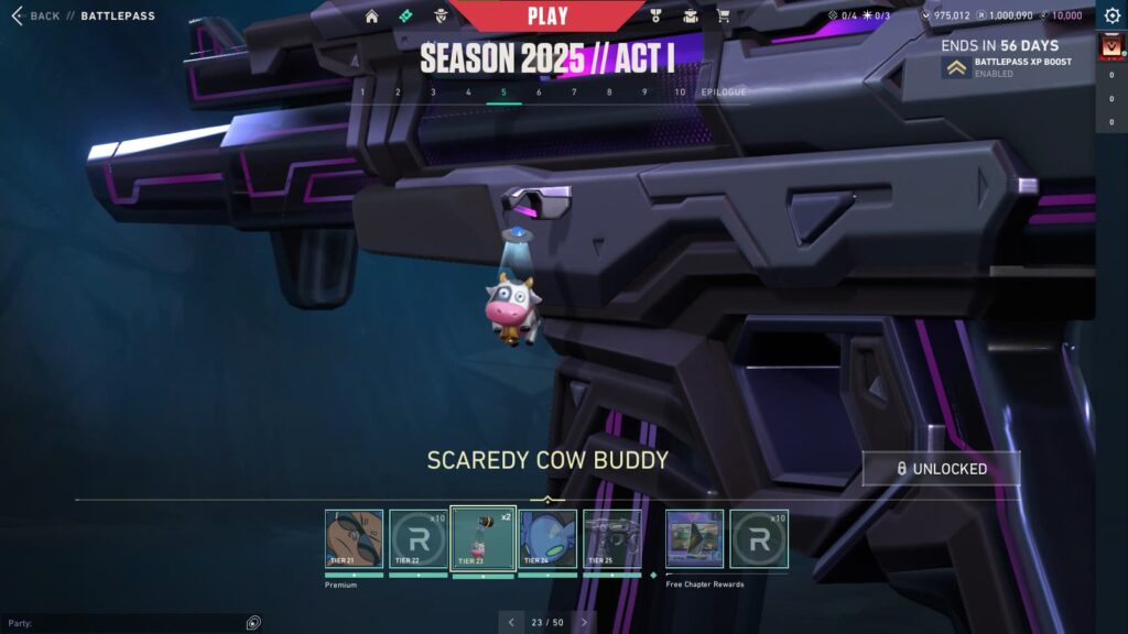 Scaredy Cow Buddy in the VALORANT Season 2025 // Act 1 Battlepass.
