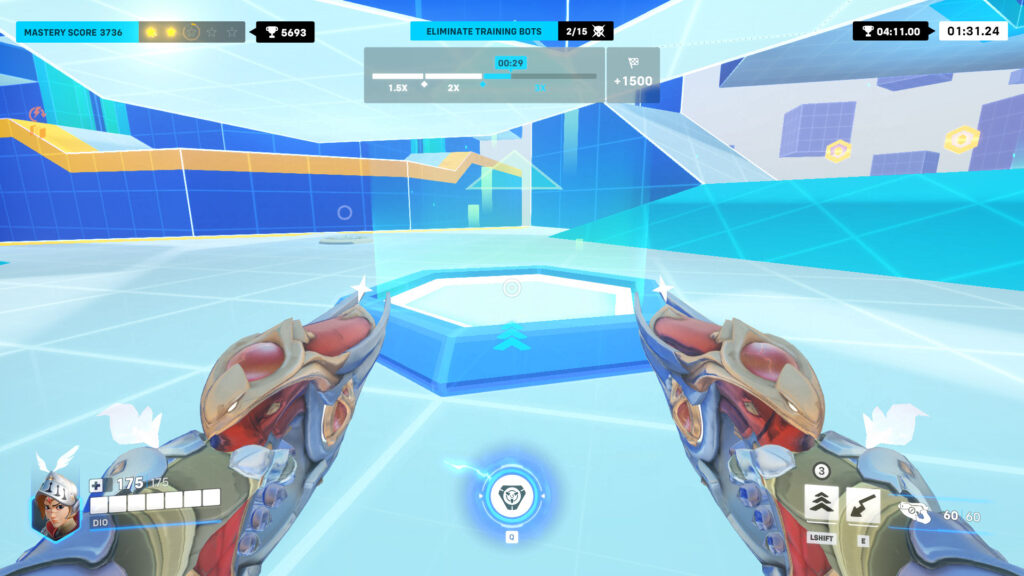 Screenshot of a jump pad in the Overwatch 2 Hero Mastery game mode 