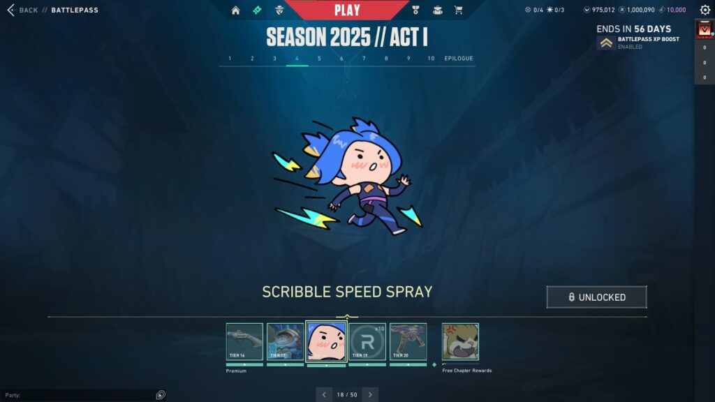 Scribble Speed Spray in the VALORANT Season 2025 // Act 1 Battlepass.