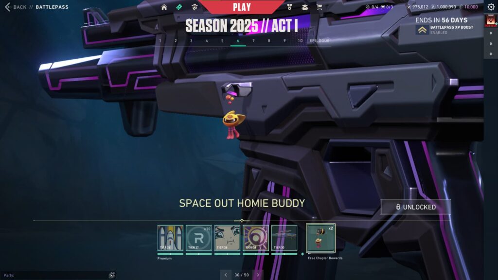Space Out Homie Buddy (Free) in the VALORANT Season 2025 // Act 1 Battlepass.
