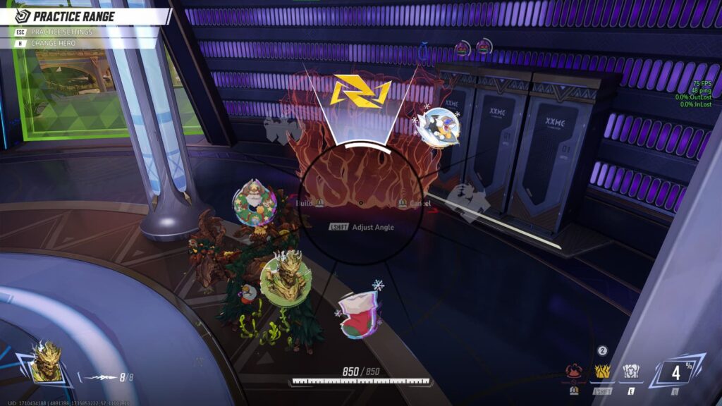 The emote and spray wheel for Groot in Marvel Rivals.