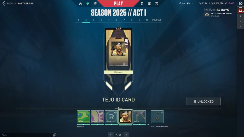 Tejo ID Card in the VALORANT Season 2025 // Act 1 Battlepass.