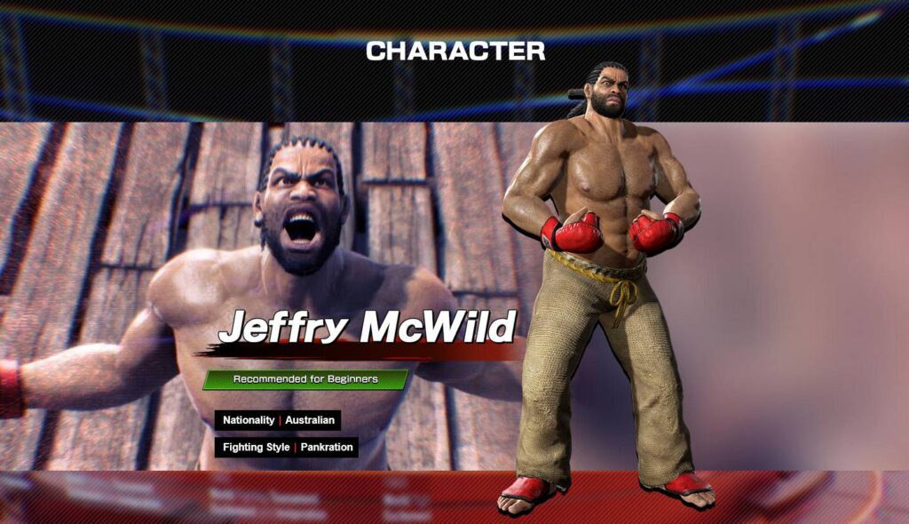 It’s a screenshot from Virtua Fighter 5 R.E.V.O. — it features a beginner-friendly character Jeffry McWild