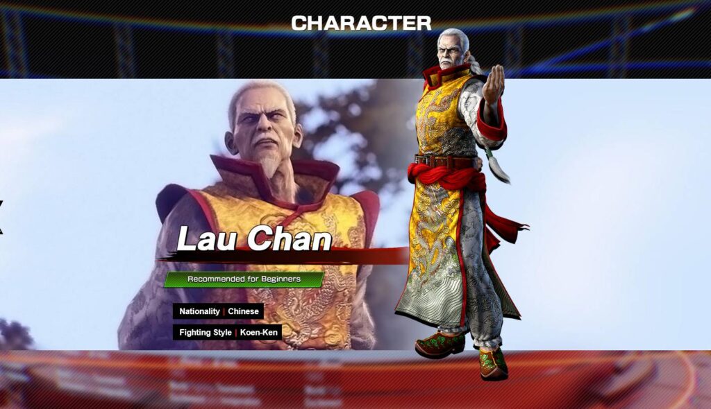 It’s a screenshot from Virtua Fighter 5 R.E.V.O. — it features a beginner-friendly character Lau Chan