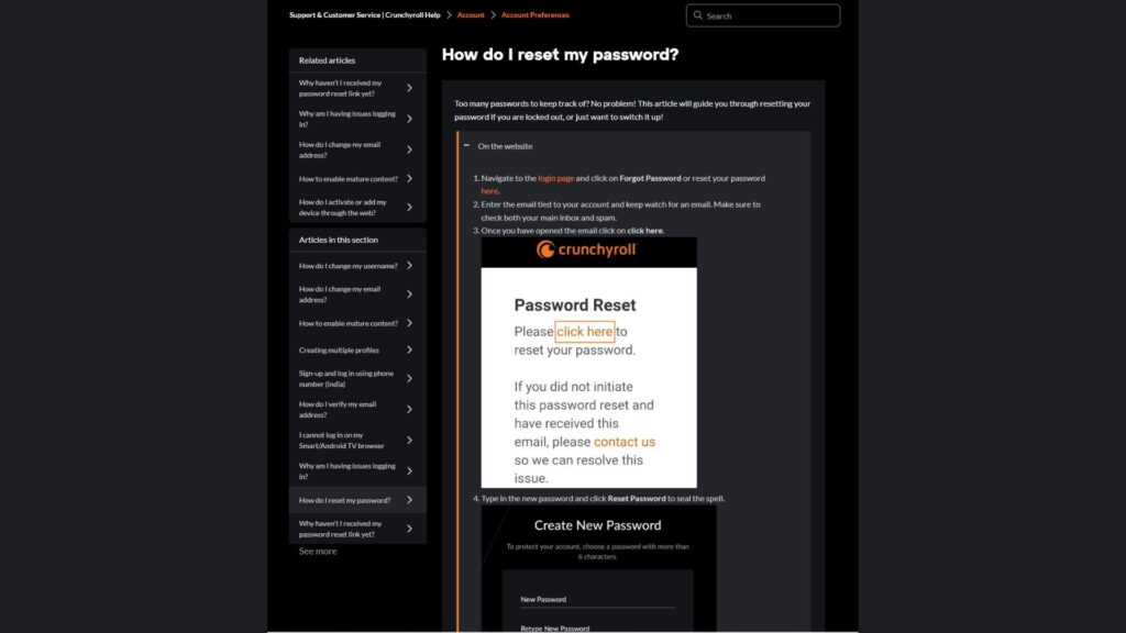 crunchyroll hacked password reset help