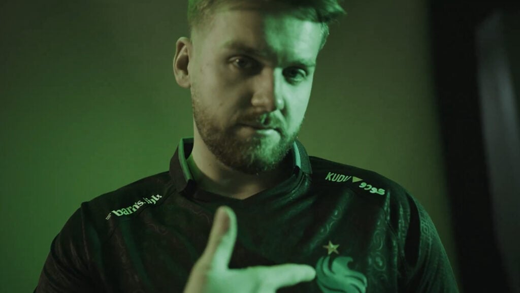 NiKo poses with his new Falcons jersey.