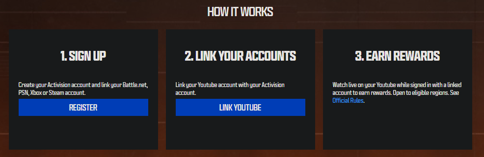 Instructions on how to connect your Activision account to YouTube