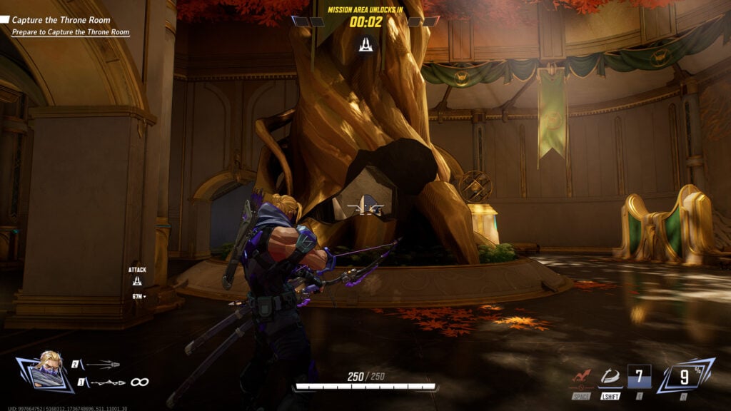 Hawkeye shoots arrows through a tree in Marvel Rivals.