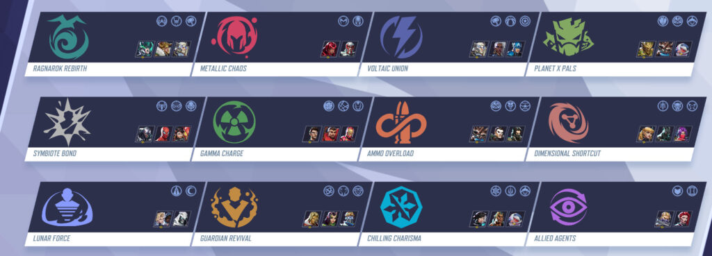 An image of several team up abilities in Marvel Rivals.