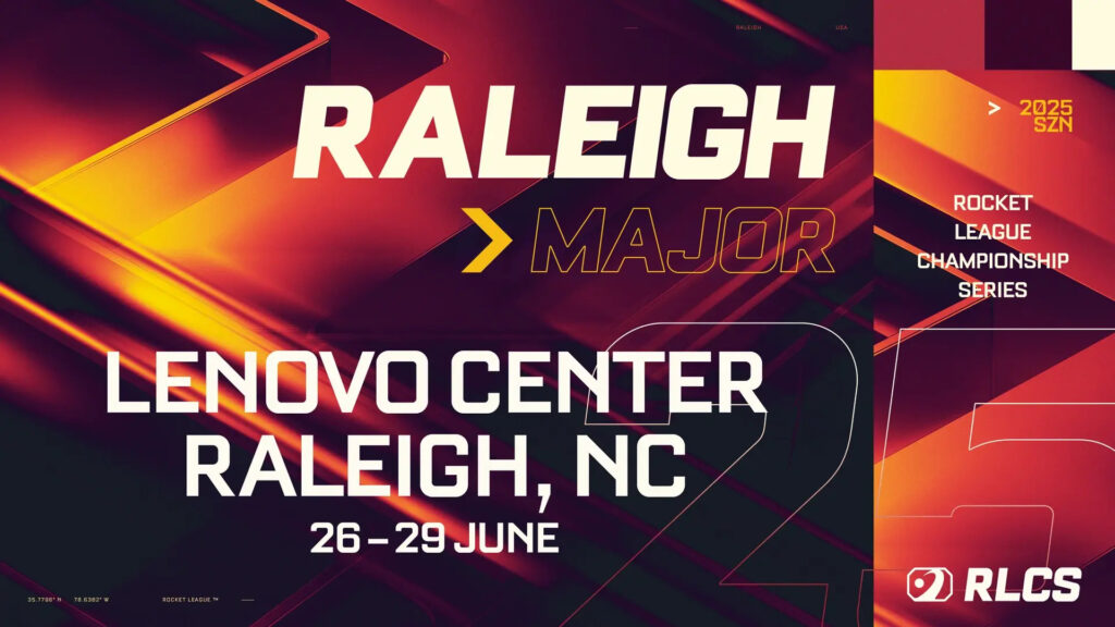 The intro graphic for the Raleigh Major, the second Major for the RLCS 2025 season.