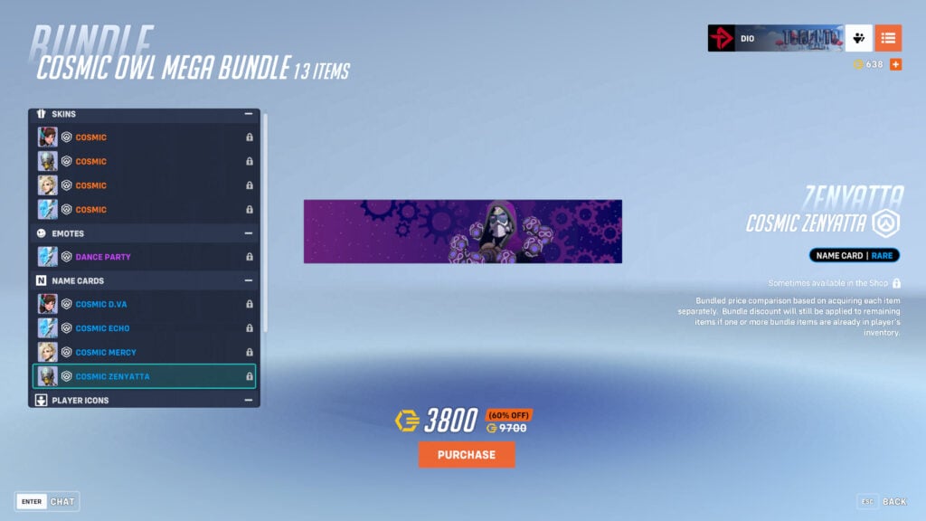 Cosmic Zenyatta name card