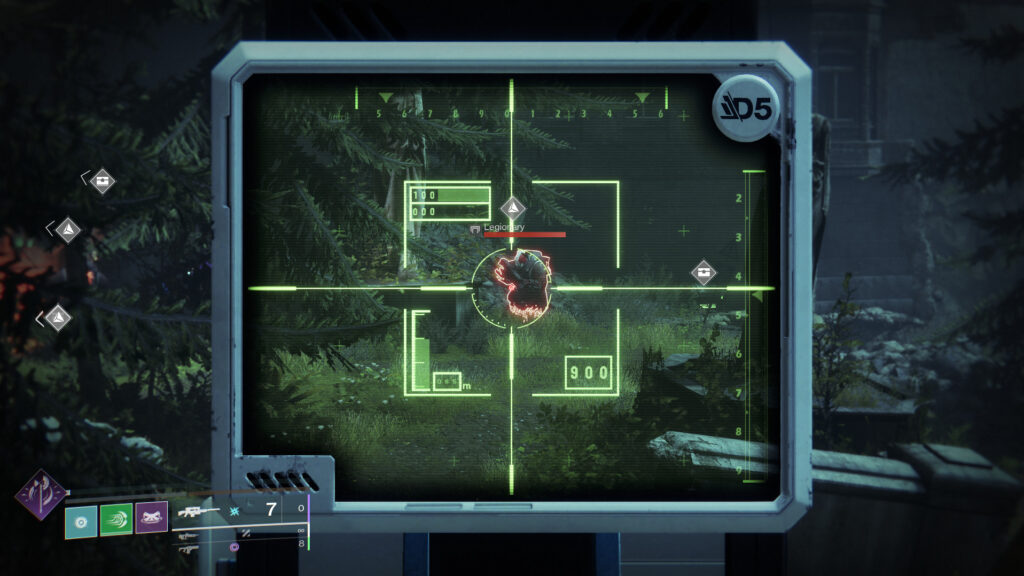 A guardian looks down the scope of D.A.R.C.I. in Destiny 2.