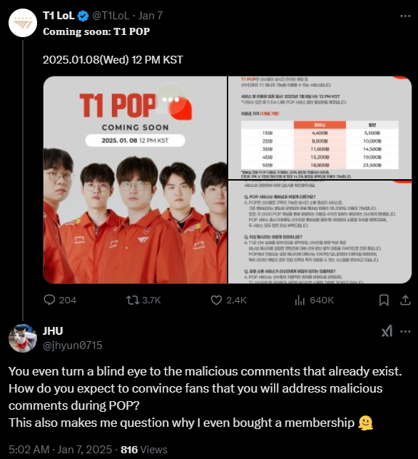 Fans tweets criticizing the company choice for a new chatting app