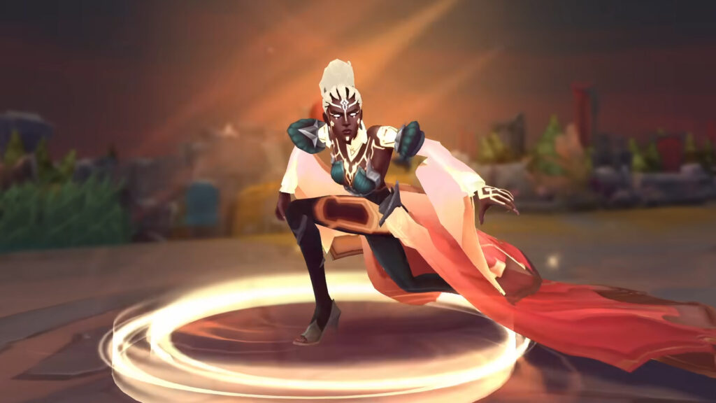 Mel in League of Legends stands ready for battle.