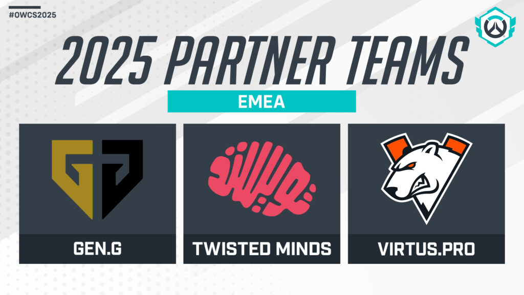 OWCS EMEA partner teams 2025 Gen.G, Twisted Minds, Virtus.pro
