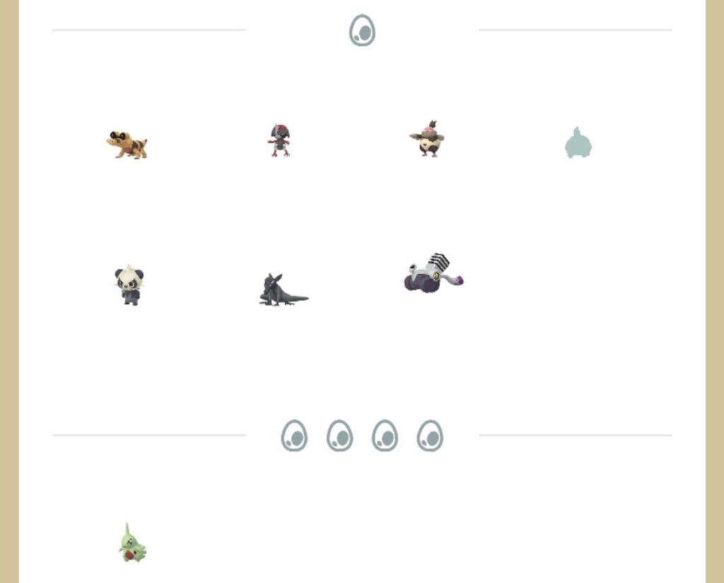 Shroodle showing in the Pokémon GO 12 km Egg pool.