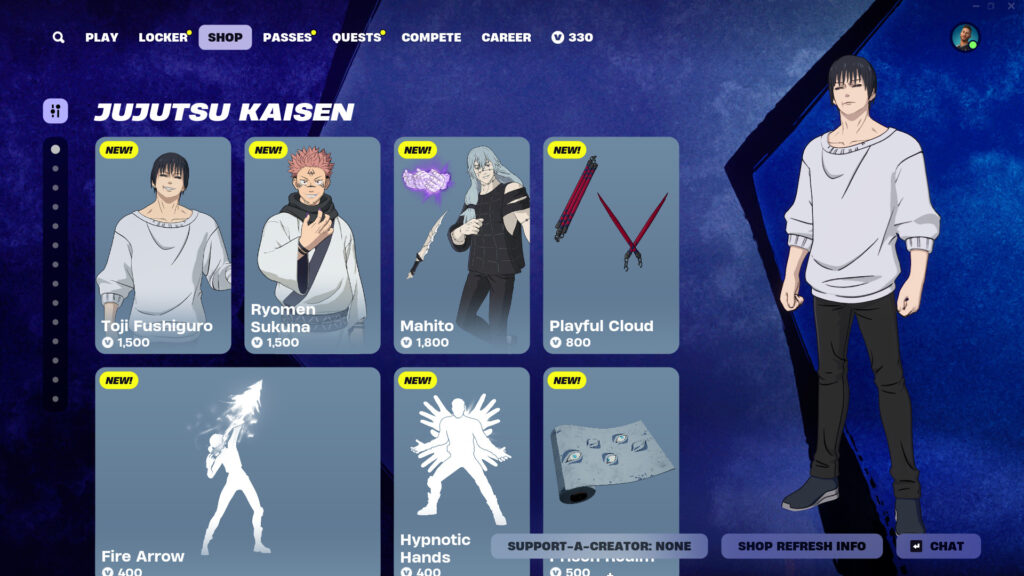 JJK Fortnite wave 2 in the Item Shop 2