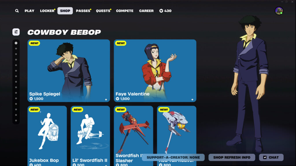Cowboy Bebop Fortnite Item Shop 2