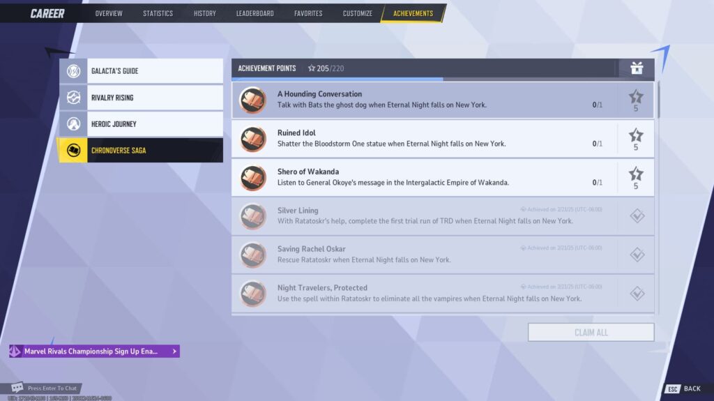 The A Hounding Conversation achievement in Marvel Rivals where you have to talk to Bats the ghost dog.