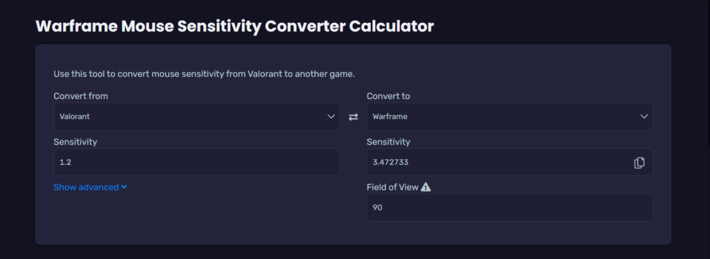 Warframe Sensitivity Converter
