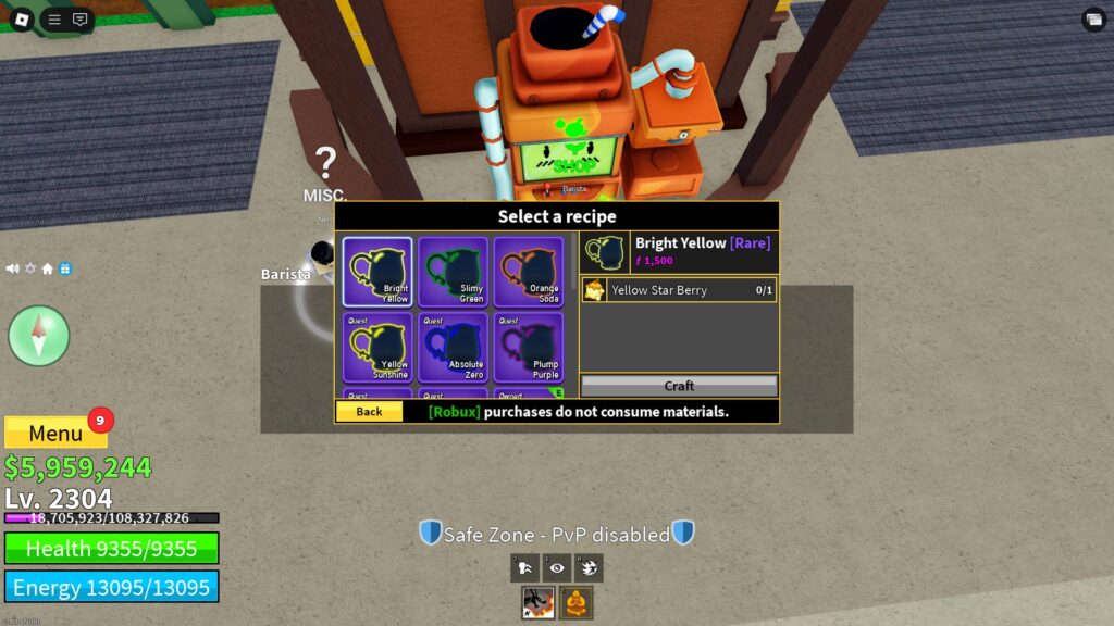 List of Aura colors offered by the Barista in Blox Fruits