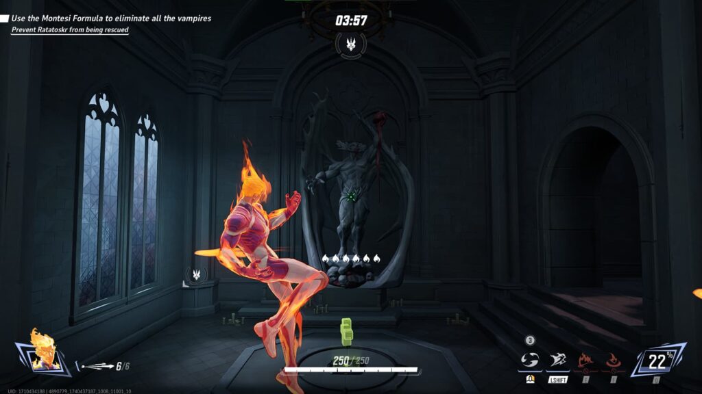 Johnny Storm approaches the Bloodstorm One statue in Marvel Rivals.