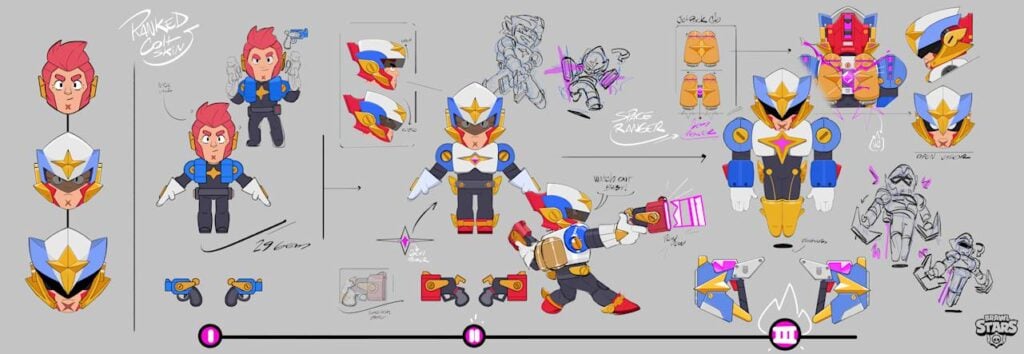 It’s a set of art concepts for the first Pro skin in Brawl Stars: for the brawler (game character) Colt.