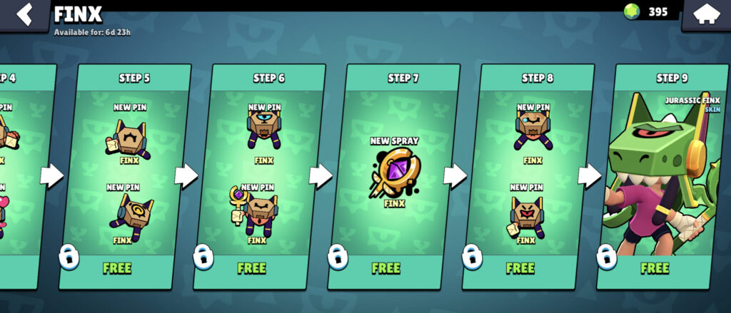 The image features Finx, the Brawl Stars new character. It’s a screenshot from the in-game shop: Finx comes in a bundle with additional cosmetic items.