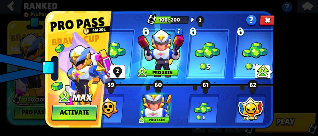 It's a screenshot from the mobile game Brawl Stars: the Pro Pass Season 1 tiers.