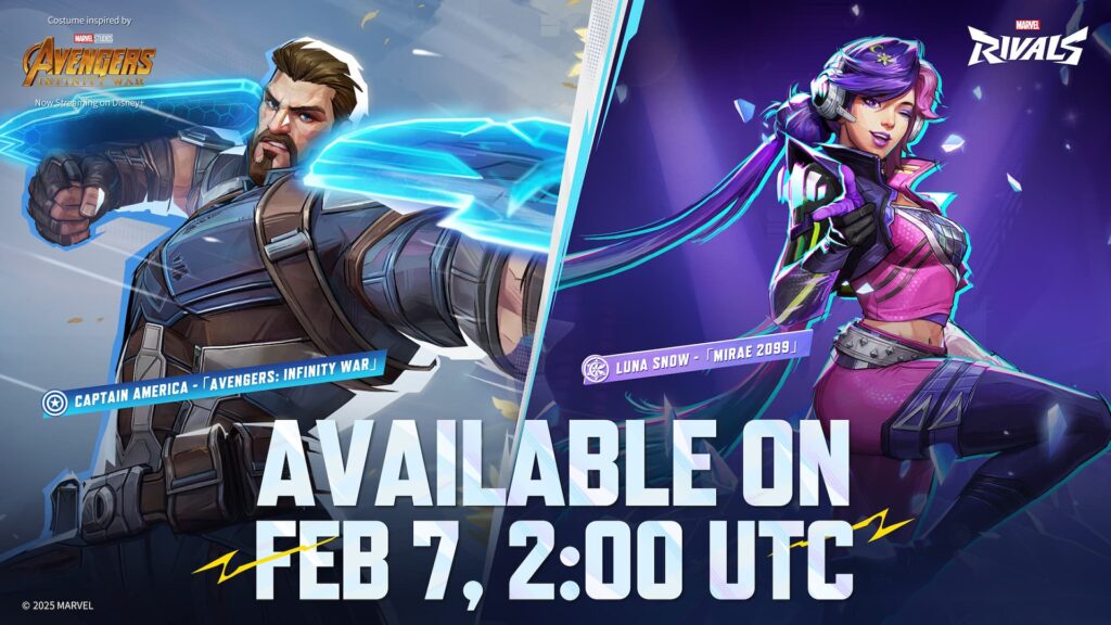 A look at the new Captain America and Luna Snow skins in Marvel Rivals and dates of release