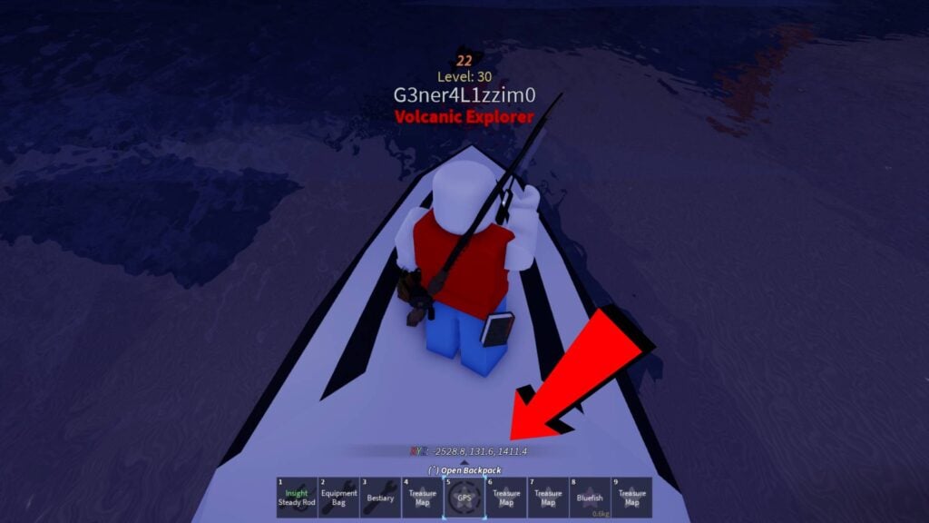 Coordinates in Fisch appears on the screen after enabling GPS