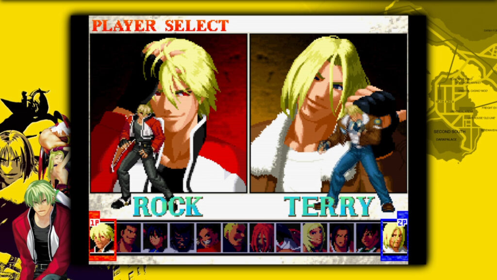 It’s a screenshot from the fighting game Garou: Mark of the Wolves on the PlayStation 4: the character selection screen.