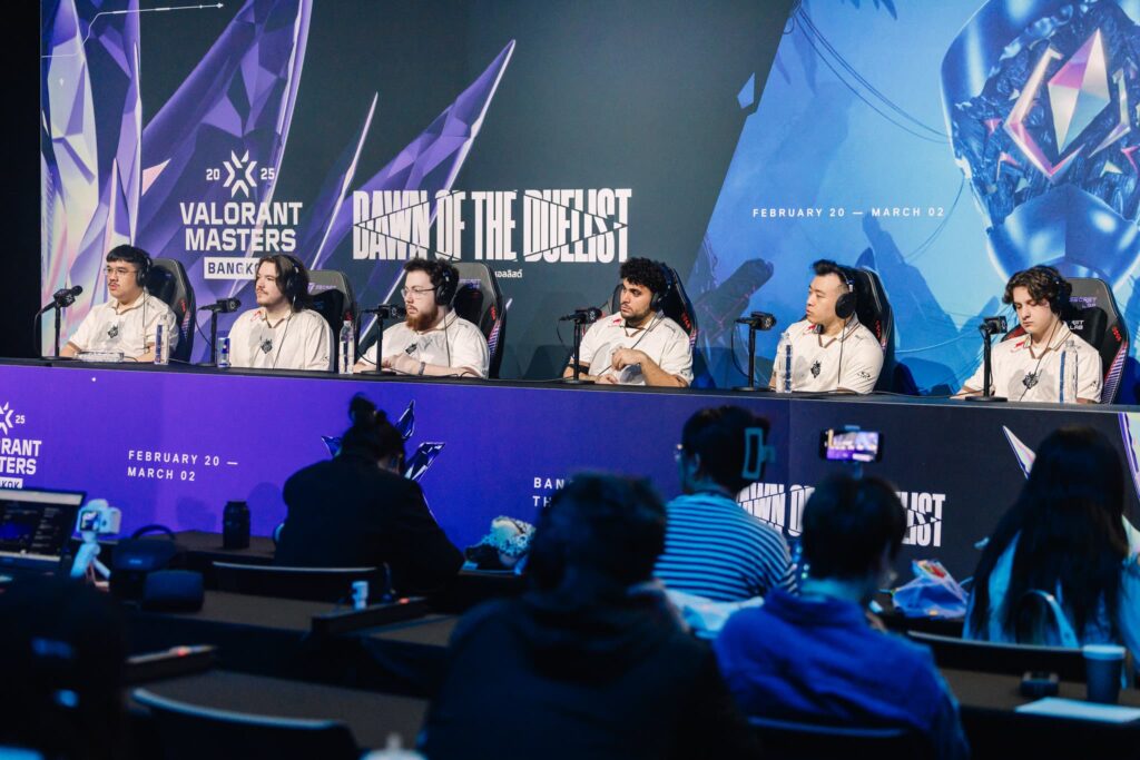 G2 Esports with valyn speak during post match conference at VALORANT Masters Bangkok Swiss Stage on February 22, 2025 at the UOB Live in Bangkok, Thailand. 