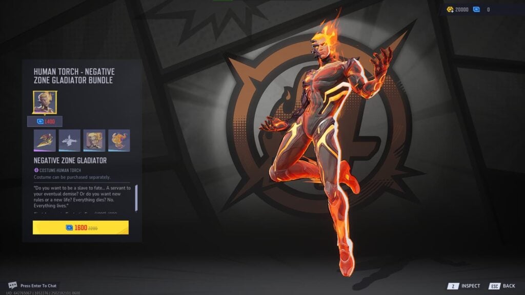 The Negative Zone Gladiator skin for the Human Torch in Marvel Rivals