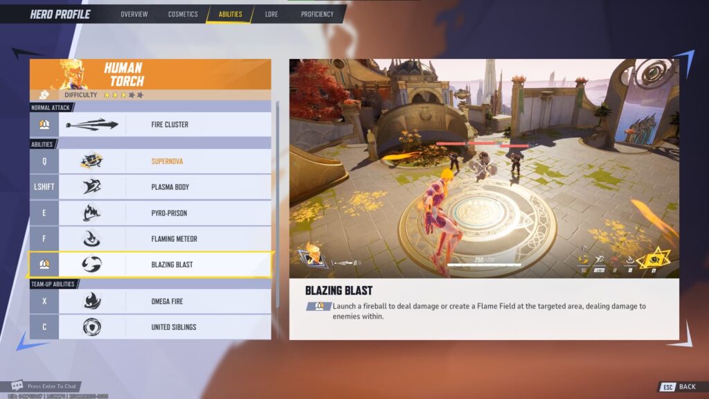 Human Torch's Blazing Blast ability in Marvel Rivals