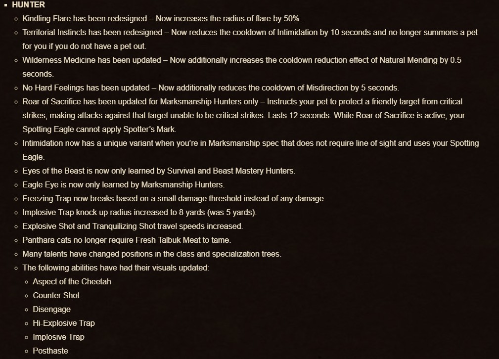 Hunter changes Patch 11.1