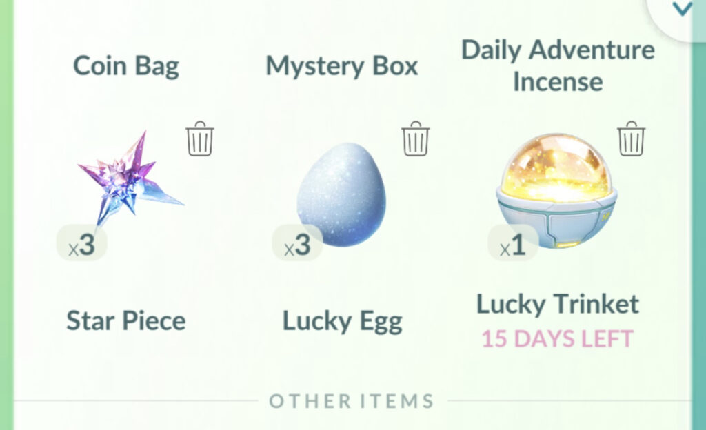 Lucky Trinket in a Pokémon GO inventory