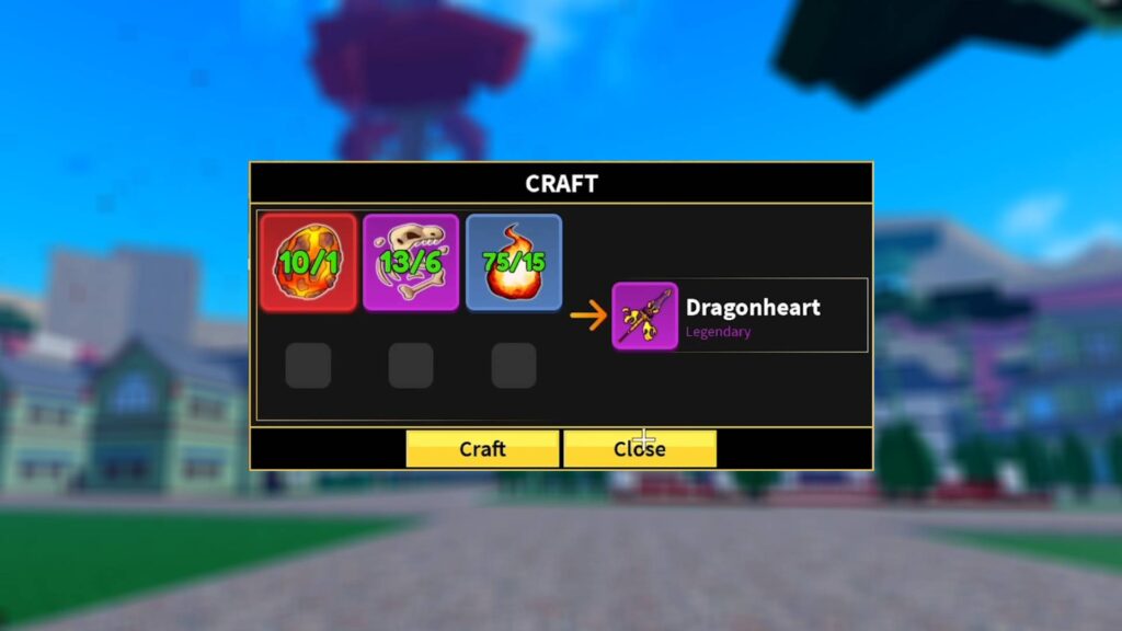 Crafting ingredients for the Dragonheart