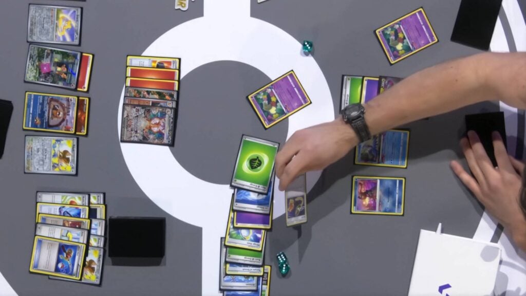 Isaiah Bradner adding a card in the Lost Zone during the Pokémon TCG EUIC 2024 Masters Finals