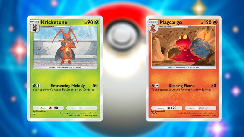 Kricketune and Magcargo in Pokemon TCG Pocket Time Smackdown
