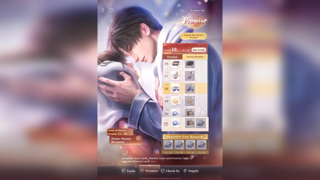 The Battle Pass in Love and Deepspace (Screenshot via esports.gg)